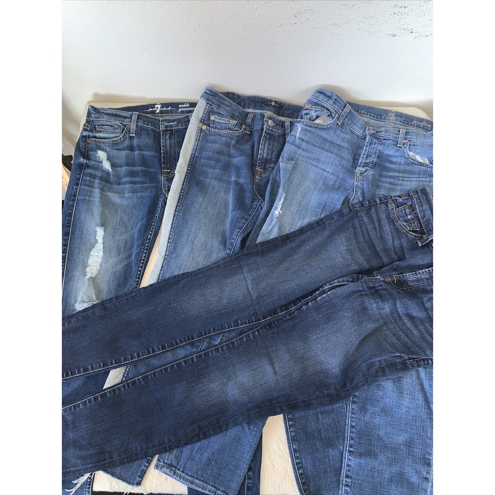 4  pair lot 7 For All Mankind Women's  Various Jeans  Size 27 26 Capri Gwenevere